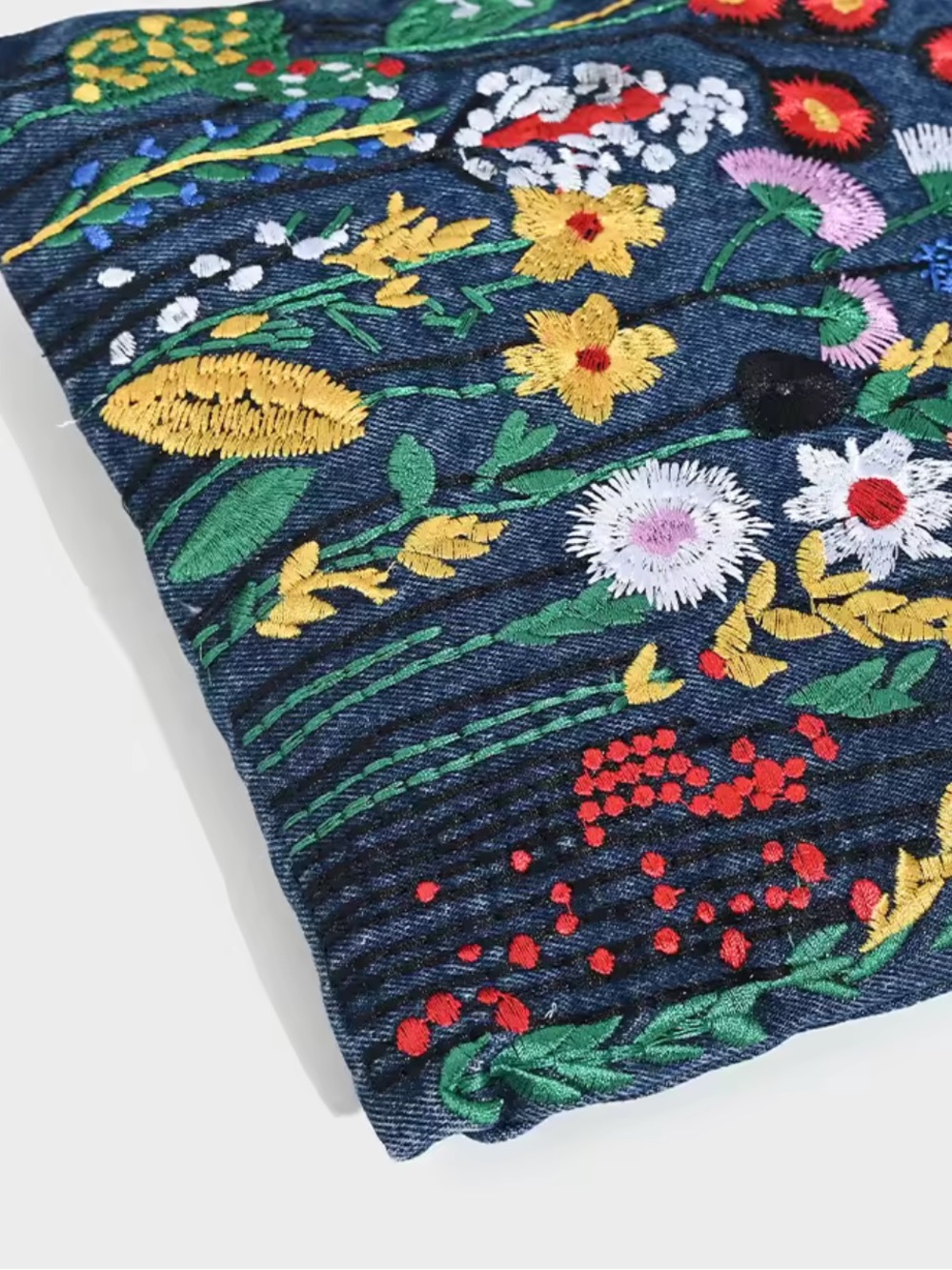 & Other Stories Embroidered Denim Crossbody Bag - Blue with Multicolor Floral - Picture 2 of 6